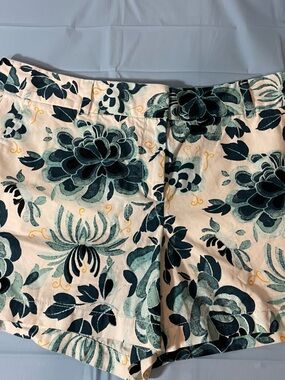LOFT Teal and White Floral Cotton Shorts